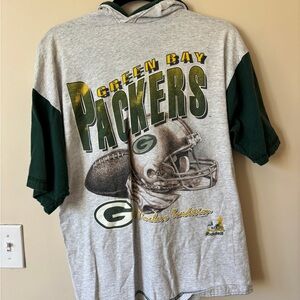 Green Bay Packers Vintage Graphic Hoodie Tee - Gray & Dark Green